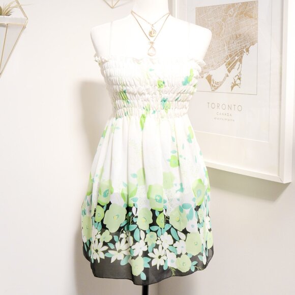 Green Floral White Babydoll Top 🪲 - Picture 1 of 6